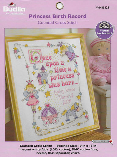 Bucilla Counted Cross Stitch Birth Record Kits