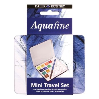 Daler-Rowney Aquafine Aquafine Aquafine Half Pan Paint Travel Set, 24 verschillende kleuren 1 Aquafine Aquafine Aquafine Borstel Ideaal voor Professionele & Beginner Kunstenaars & Studenten