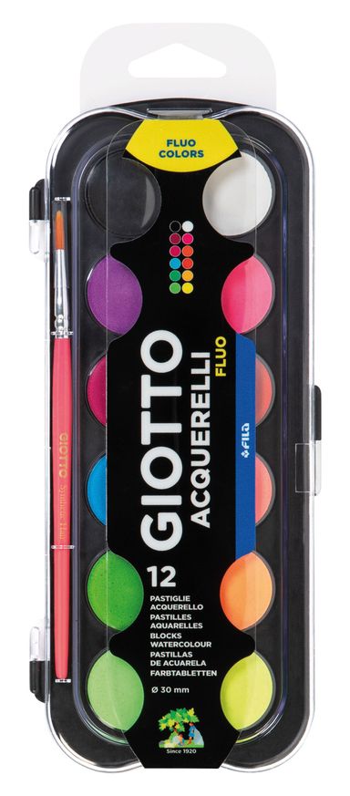 Giotto Aquarelli Tempera Neon Paint & Brush Set