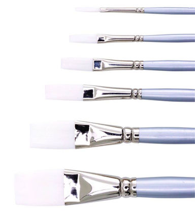 Jasart White Synthetic Long Flat Brushes