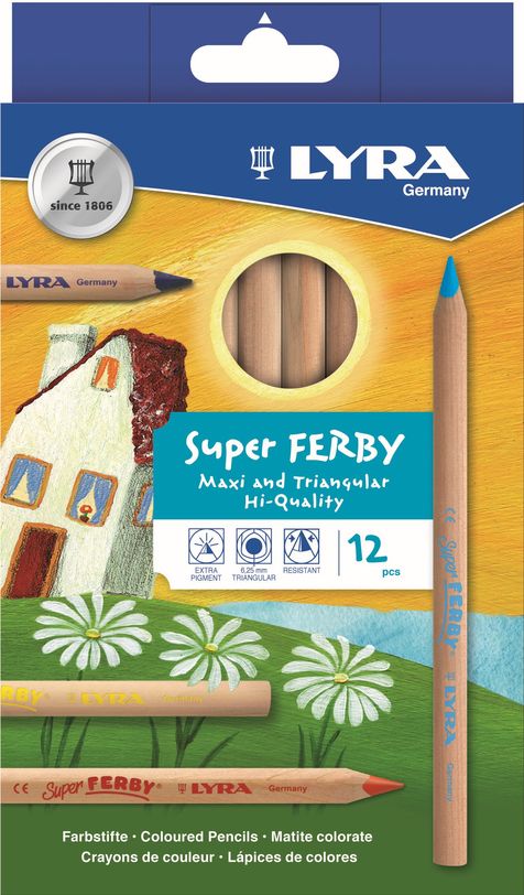 Lyra Ferby Matite Colorate – 12 Pezzi – Formato Cilindrico 12 Cm – Per Prescolare E Arte – Triangolari Ergonomici