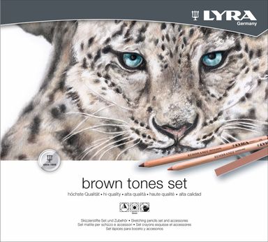 Lyra Pencils and Pastels Brown Tones Set