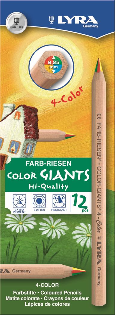 Lyra Colour Giant Natural Unlacquered 4 Colour Pencil
