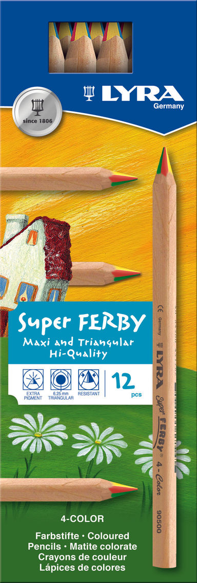 Lyra Super Ferby Nature Unlacquered 4 Colour Pencil