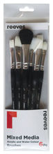 Short Handle Assorted 6pc (Flat 6 10 Fil 6 Mop 3/4 Fan 10 Flat 10)