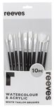 White Taklon Short Handle Flat, Round, Filbert, Angle & Fan Brush Set